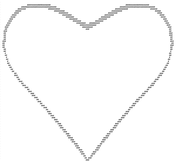 ASCII code smileys, This ASCII Art Heart is from a art drawing to JPG to AS...