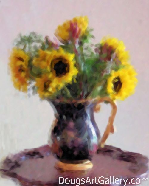 Sunflowers still life with ceramic vase Sunflowers still life with ceramic vase