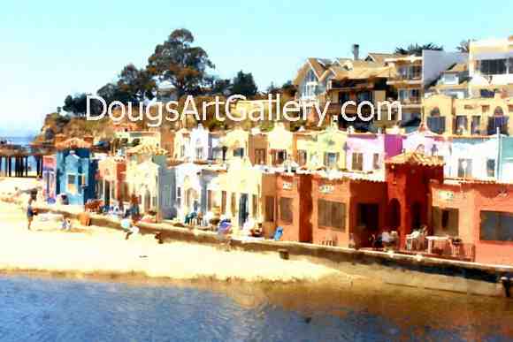 Capitola California Beach Houses art by Doug Dourgarian